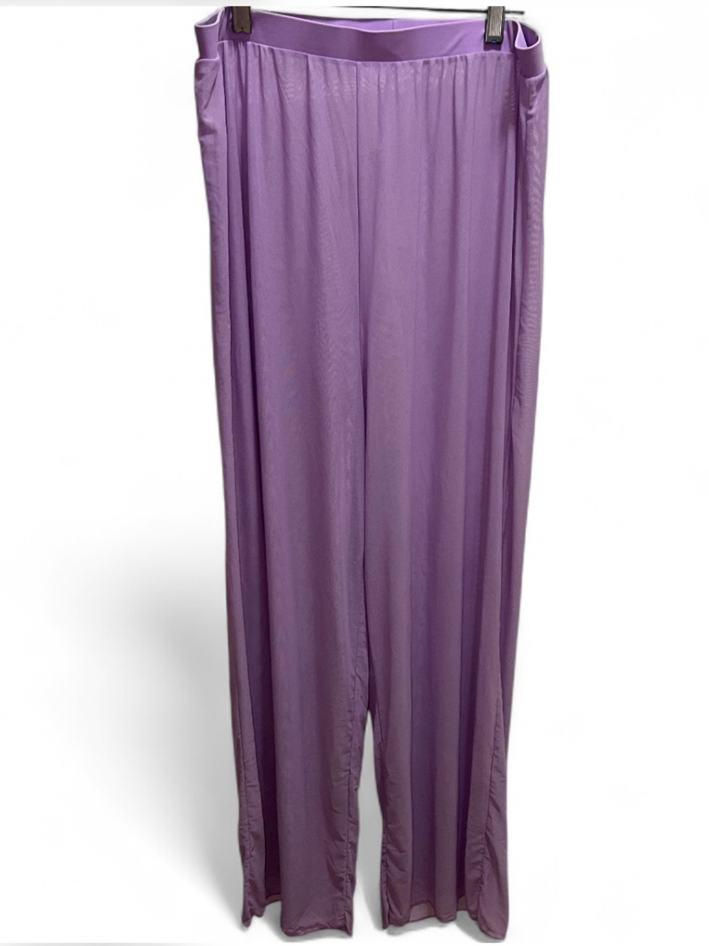 Relaxed Wide-Leg Lavender Sheer Coverup Pants